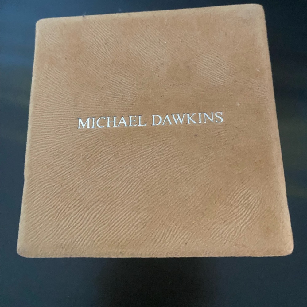 Michael Dawkins sterling silver/white topaz bead ring .